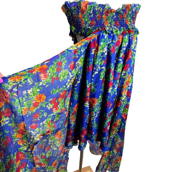 Caroline Constas Areadne off shoulder draped floral silk mini dress size L large - Picture 3 of 9